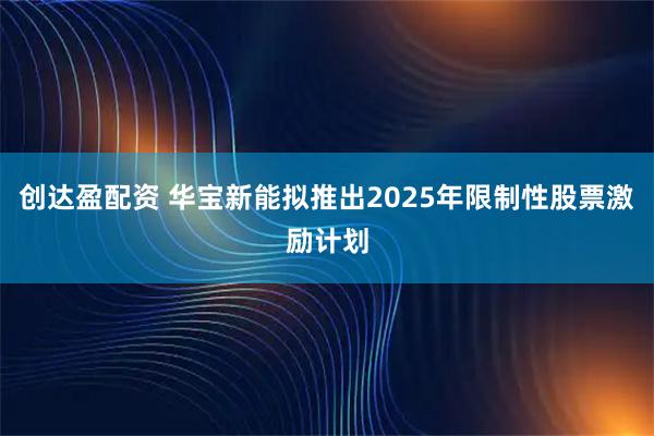 创达盈配资 华宝新能拟推出2025年限制性股票激励计划
